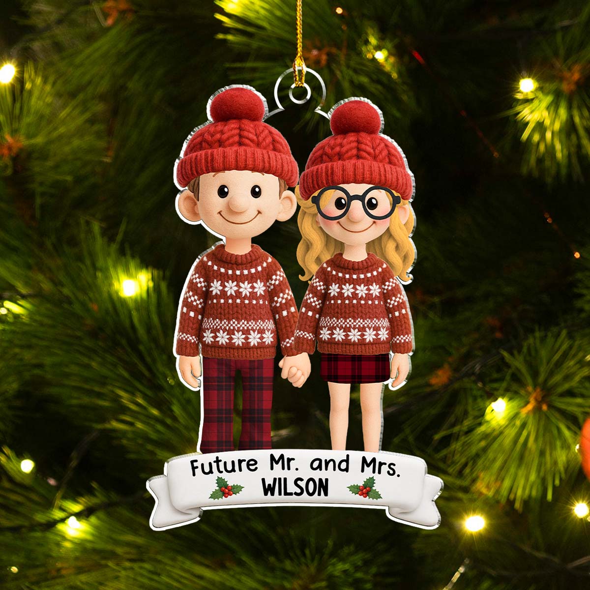 Future Mr. and Mrs. Couple - Personalized Custom 3D Effect Acrylic Ornament