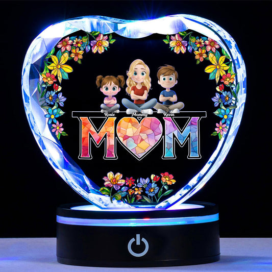 Mommy And Children - Personalized Custom Crystal Led Light