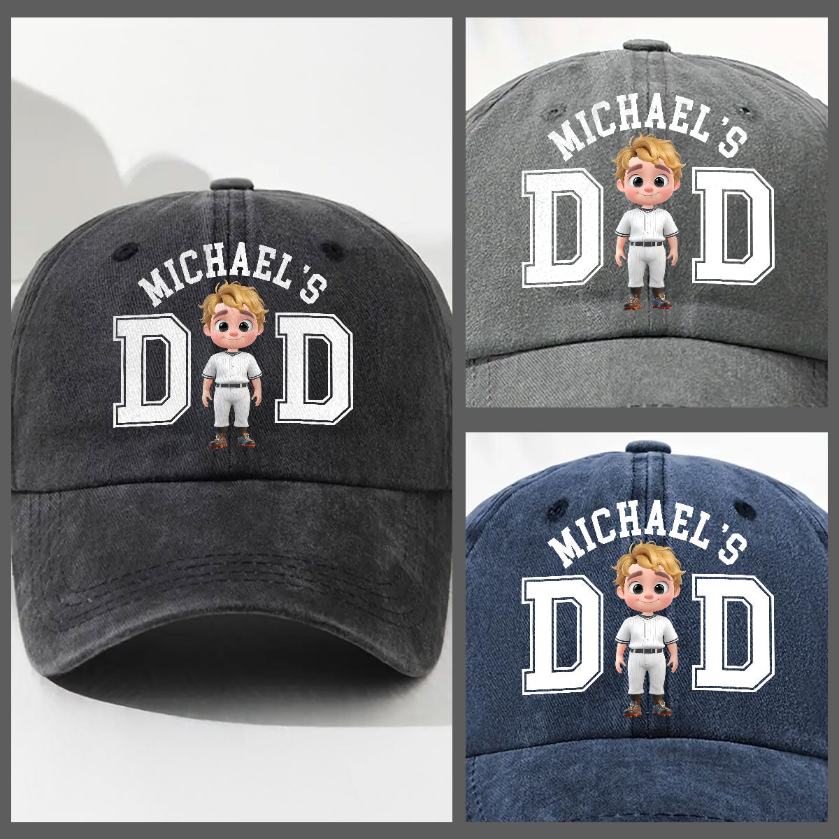 Belongs To The Baseball Dad - Personalized Custom Vintage Washed Denim Cap