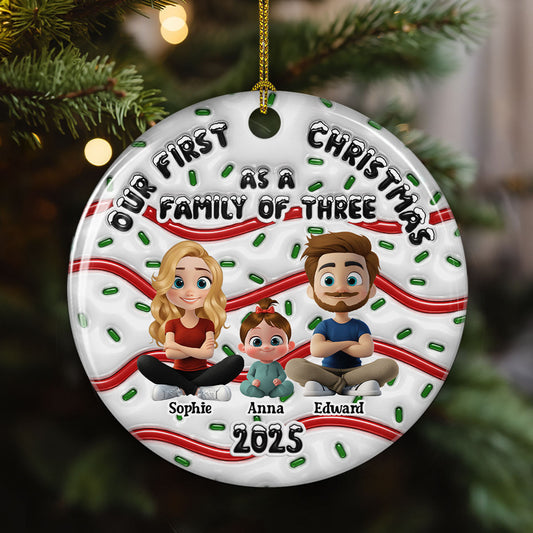 Family Cake - Personalized Custom 3D Inflated Effect Ceramic Ornament