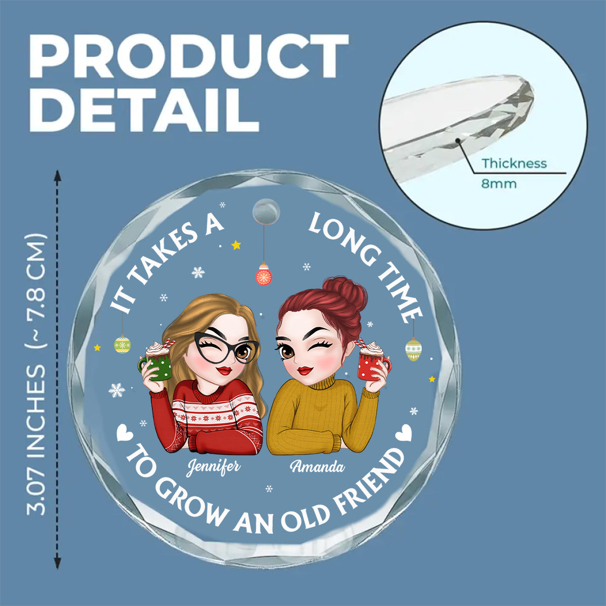 Lets Be Friends Until We Are Old - Personalized Custom Glass Ornament