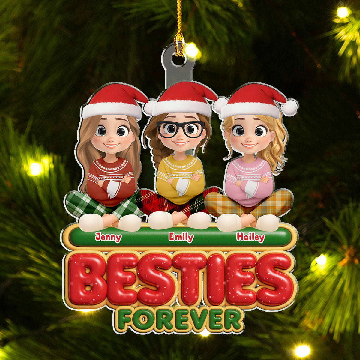 Forever Besties Sisters - Personalized Custom Acrylic Ornament