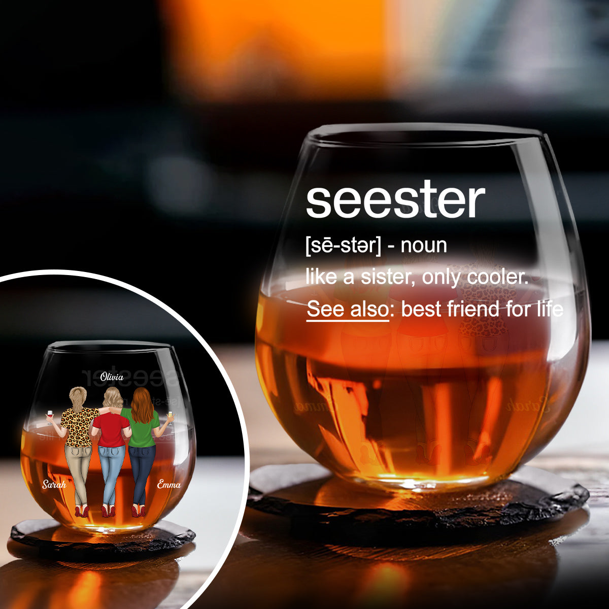 Seester Best Friend For Life - Personalized Custom Wine Glass