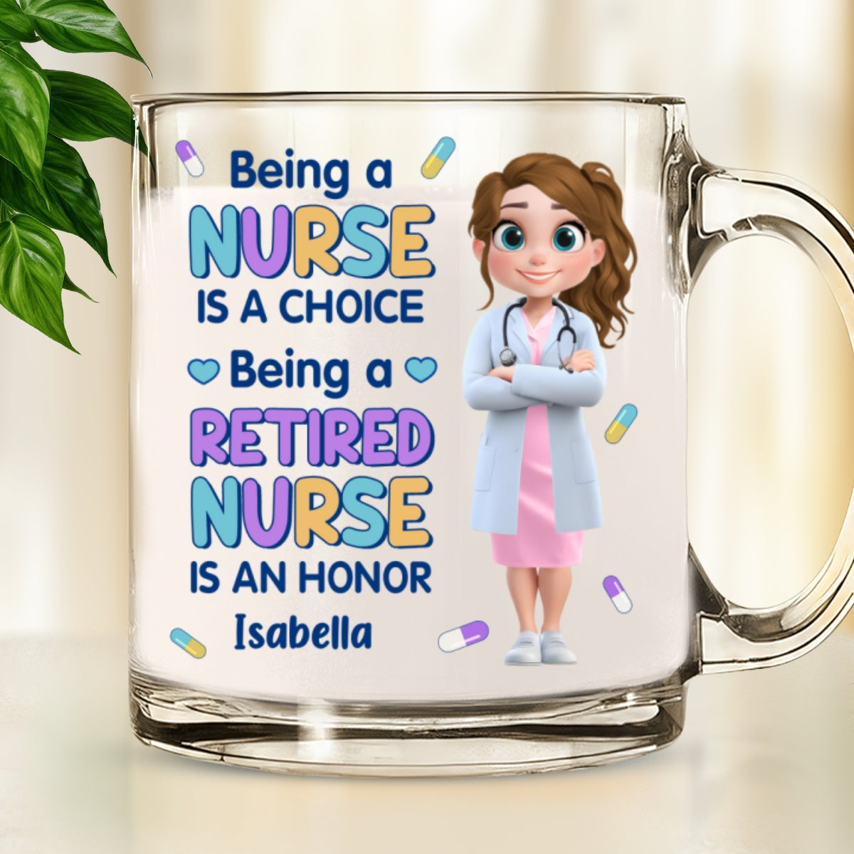 Retired Nurse Is An Honor - Personalized Custom Glass Mug