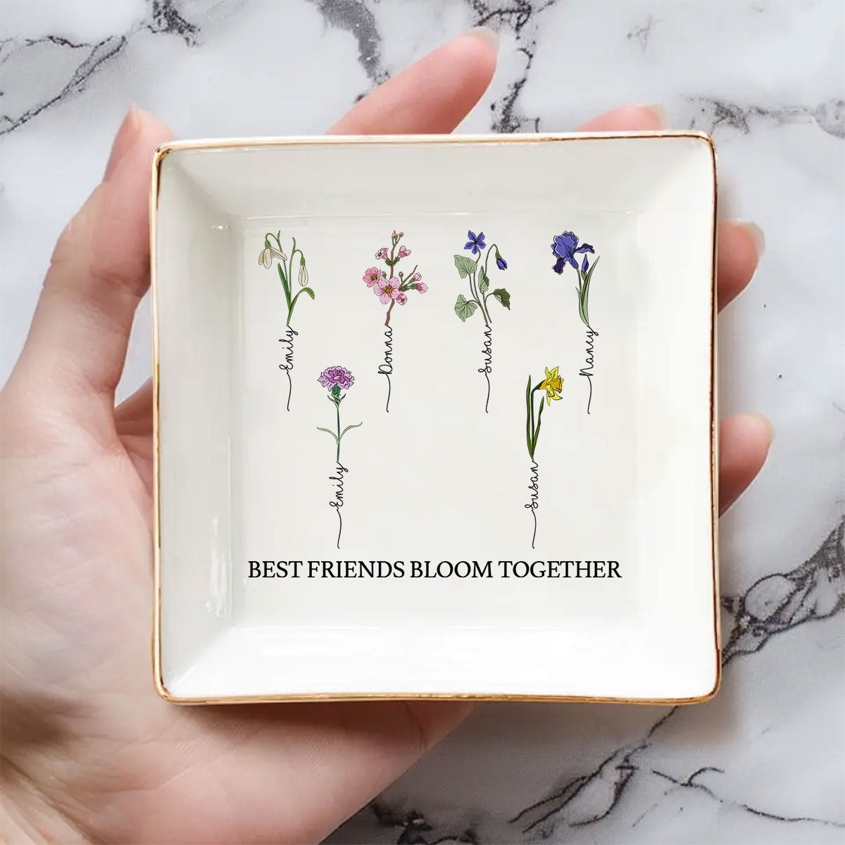 If Friends Were Flowers - Personalized Custom Jewelry Dish