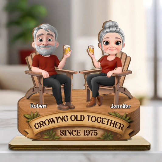 Love That Grows With Time - Personalized Custom 2-Layer Wood Plaque With Flat Base