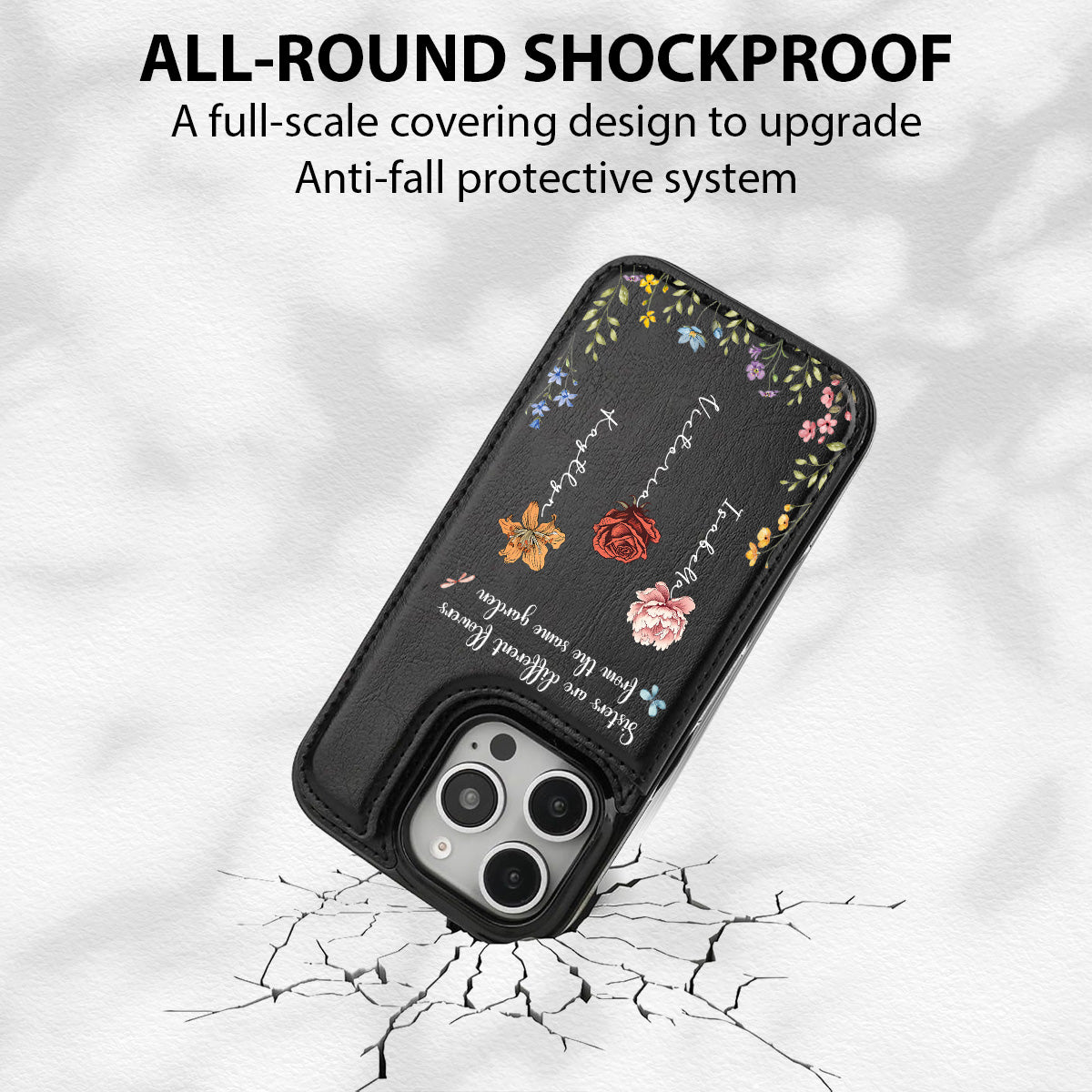 Sisters Are Different Flowers - Personalized Custom Leather Phone Case