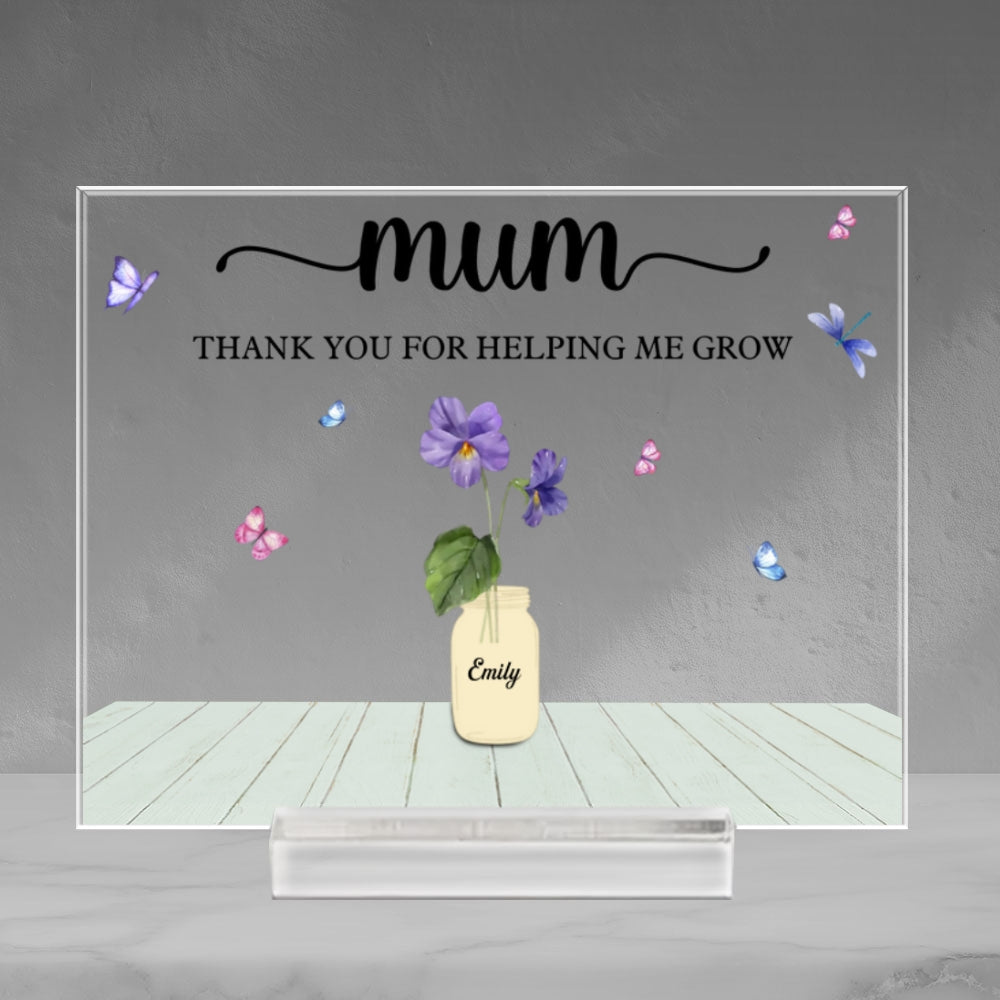 Thank You For Helping Us Grow - Personalized Custom Acrylic Plaque With Base