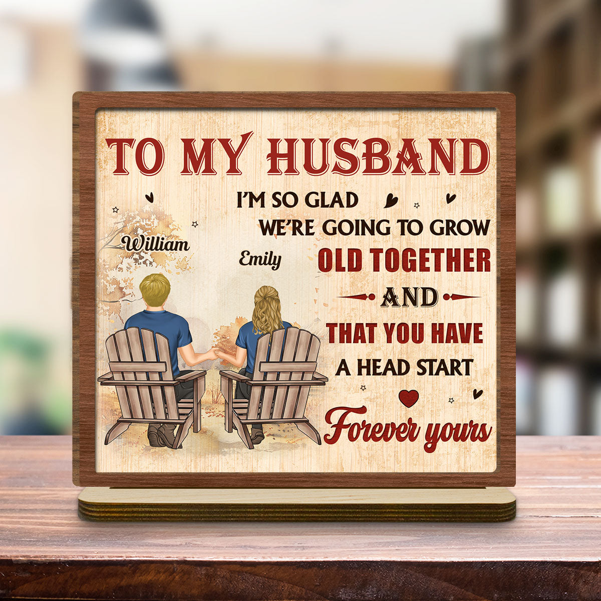 A Lifetime With You - Personalized Custom 2-Layer Wood Plaque With Flat Base