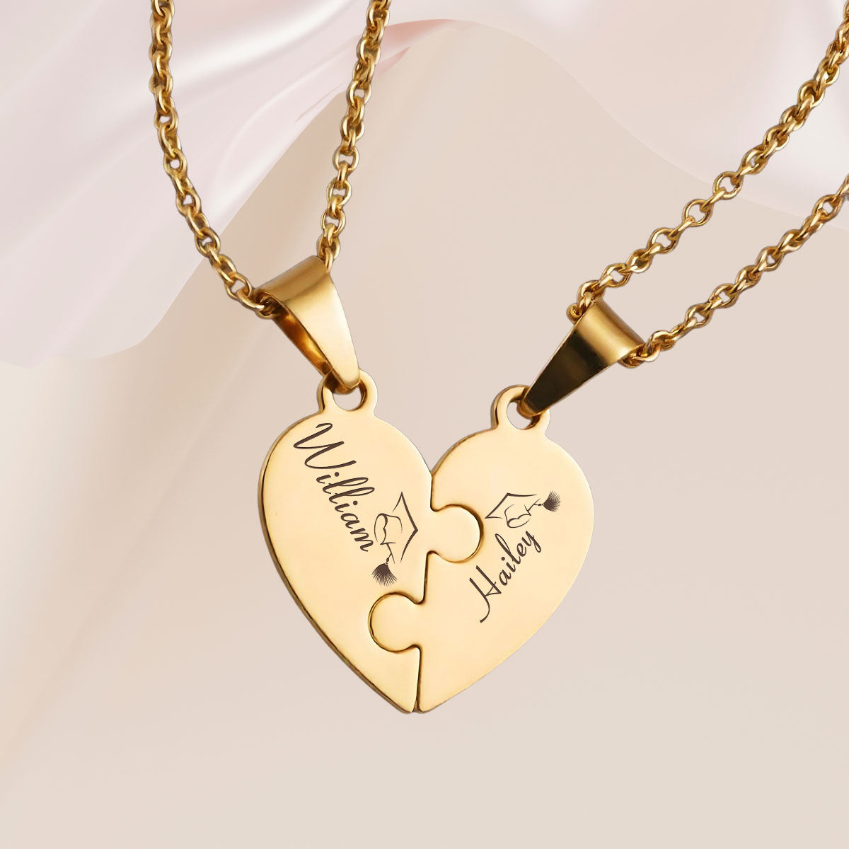 Happy Graduation - Personalized Custom Heart Puzzle Necklace