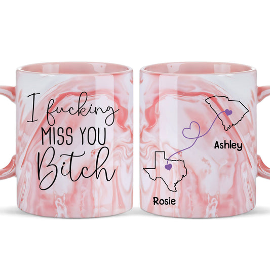 I Miss You Bestie - Personalized Custom Pink Marble Mug