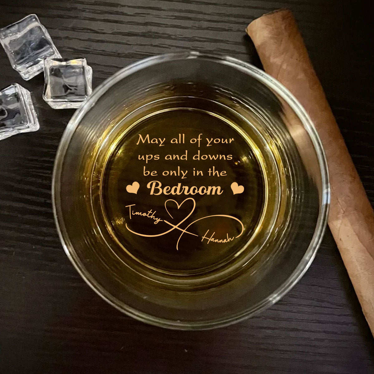 May Your Ups And Downs - Personalized Custom Engraved Whiskey Glass