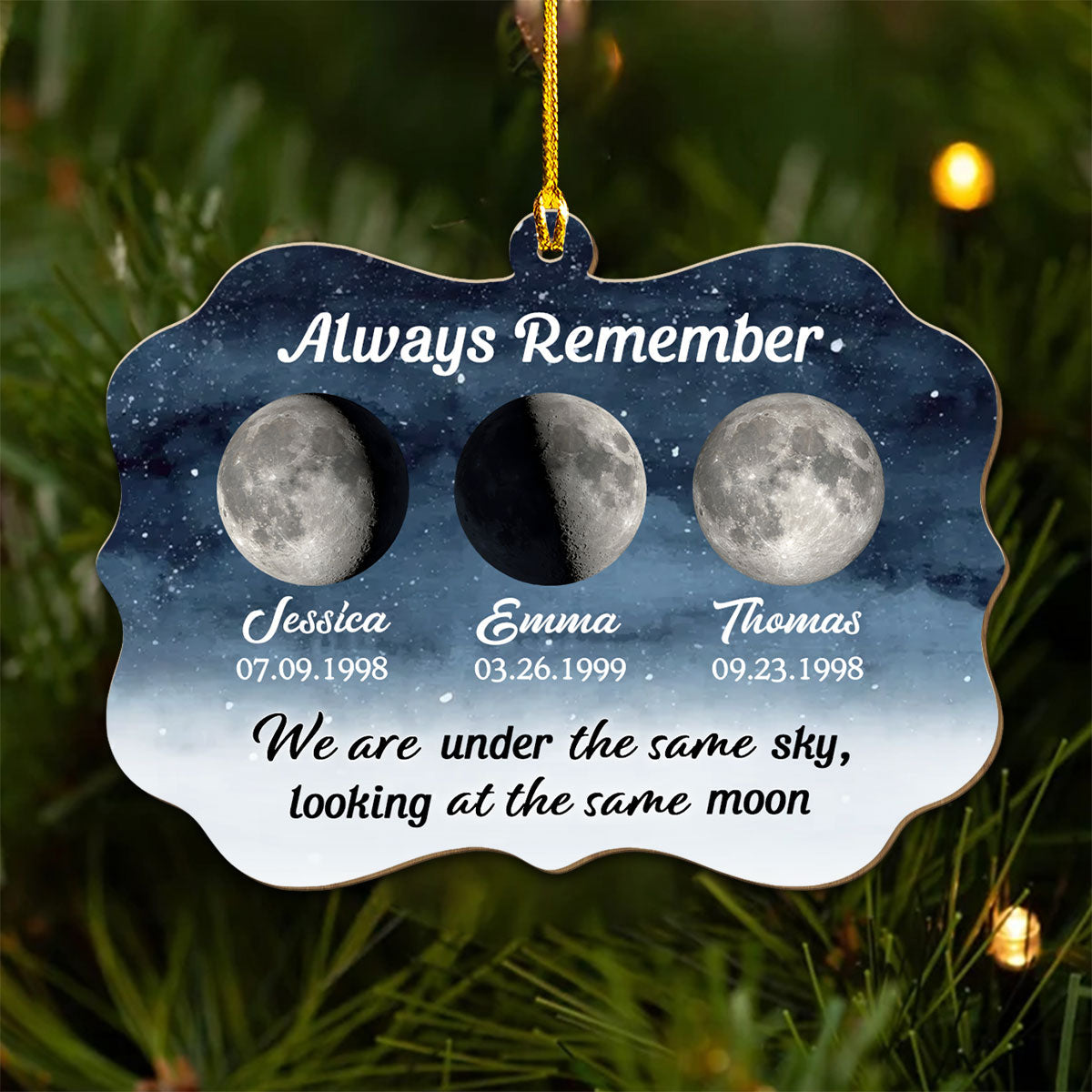 Looking At The Same Moon - Personalized Custom Wood Ornament