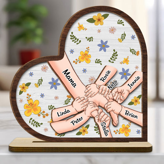 Hold Our Hands - Personalized Custom 2-Layer Wood Plaque With Flat Base