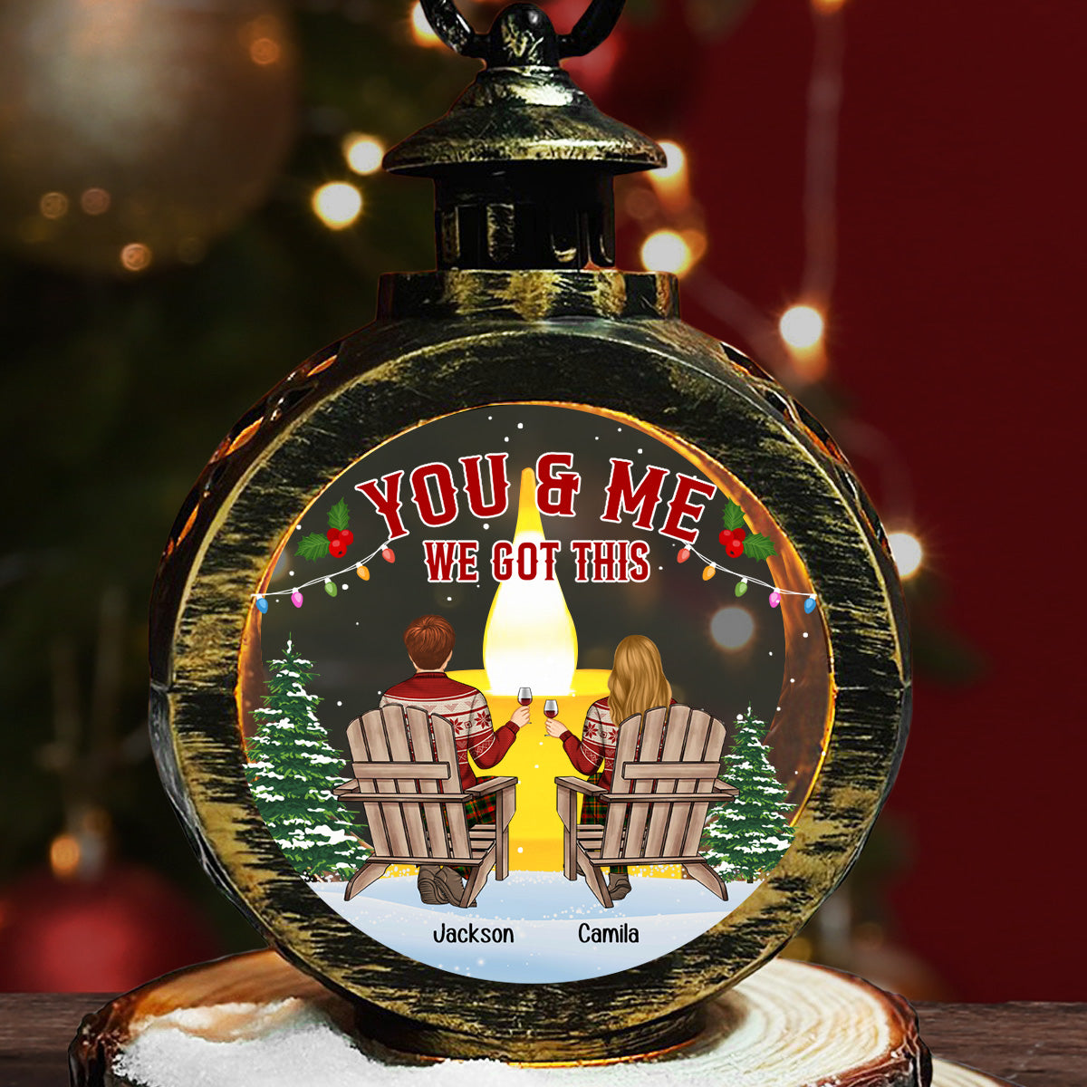 You And Me - Personalized Custom Christmas Lantern