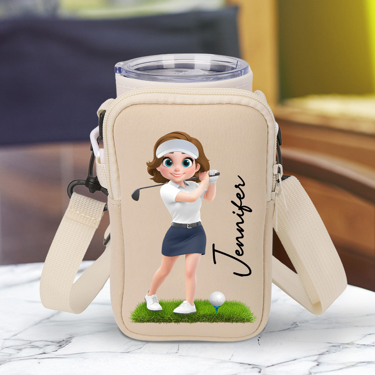 Golf Lover - Personalized Custom Water Bottle Carrier Bag
