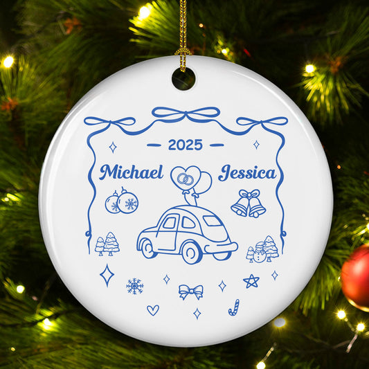 First Christmas Married - Personalized Custom Ceramic Ornament
