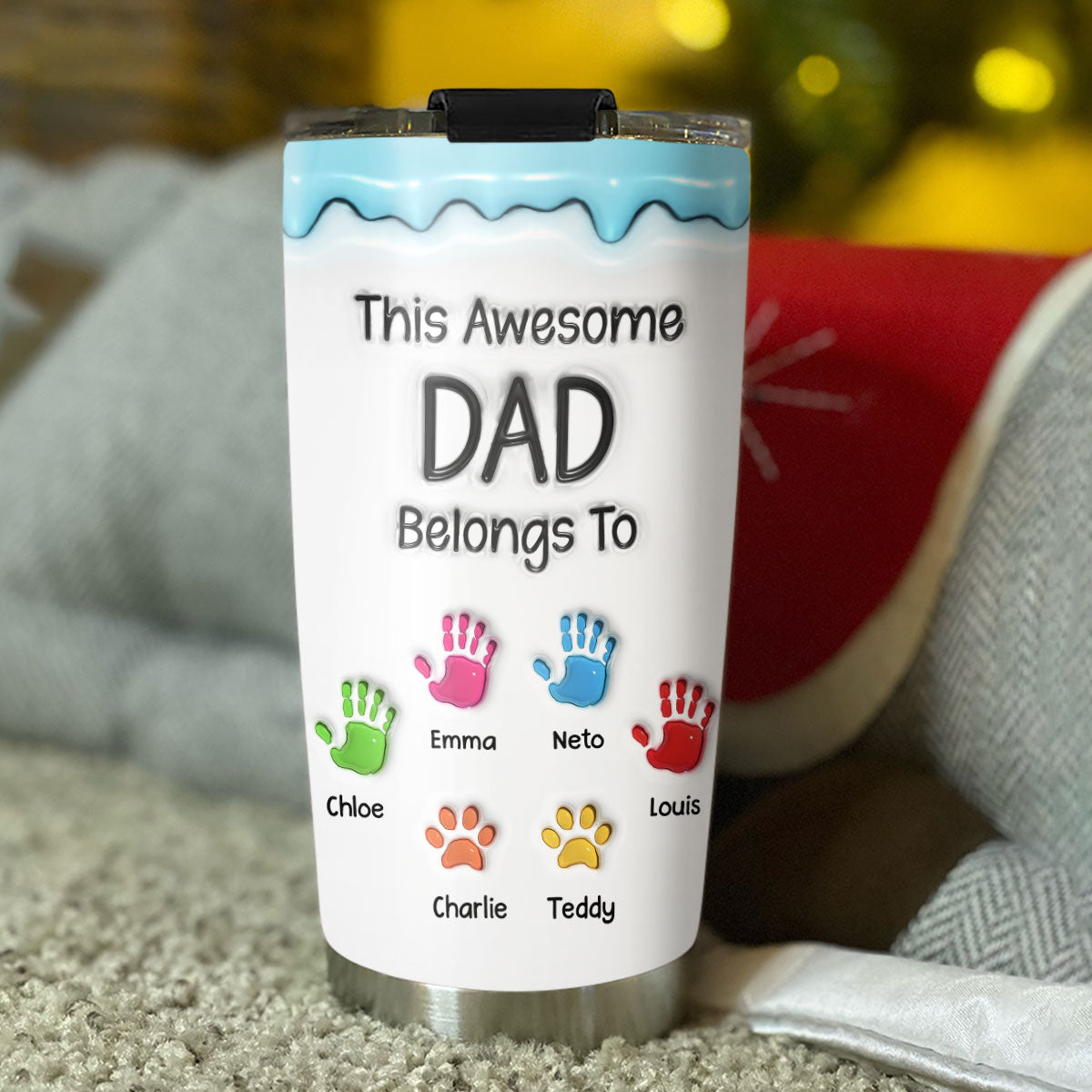 This Awesome Dad Grandpa Belongs To - Personalized Custom 3D Inflated Effect Tumbler