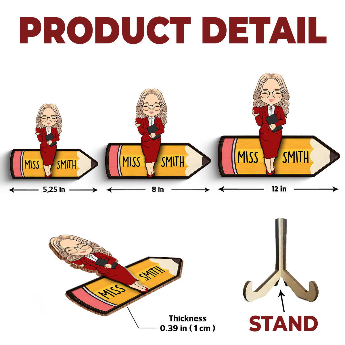 Teacher Pencil - Personalized Custom Wooden Plaque