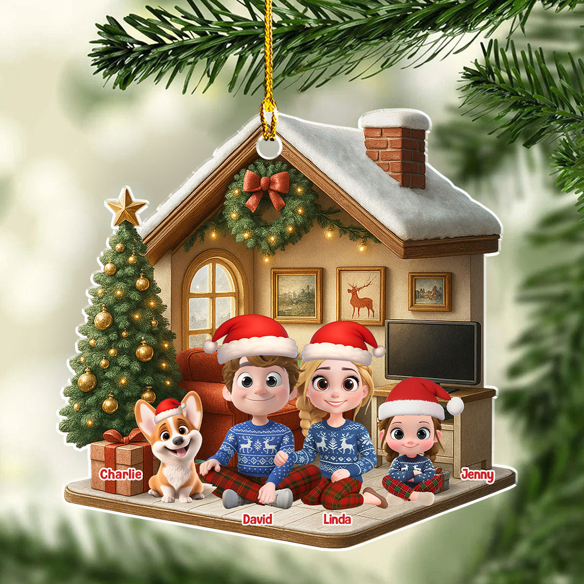 Under A Happy Roof - Personalized Custom 3D Effect Acrylic Ornament