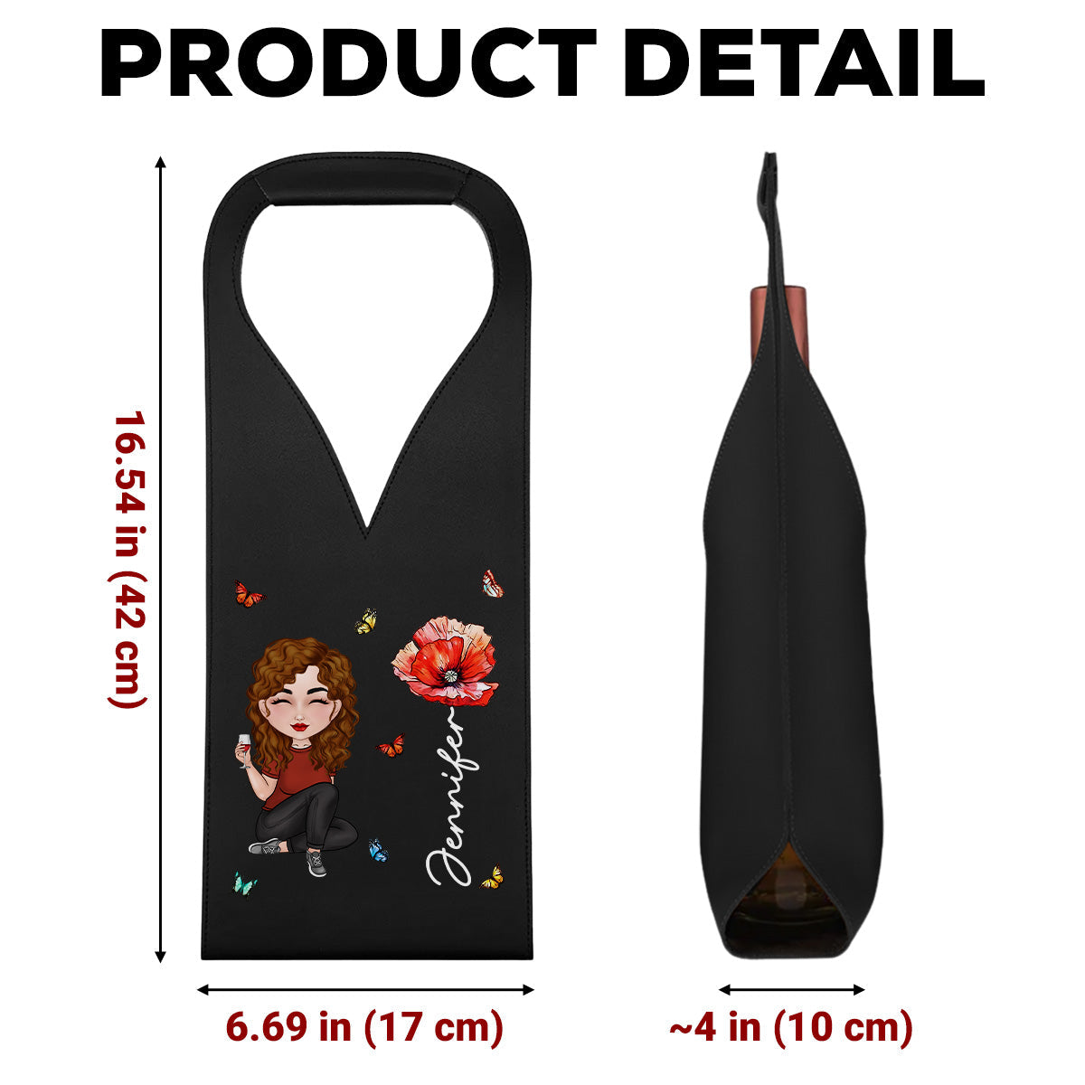Cartoon Bloom Girl Charm - Personalized Custom Leather Wine Bag