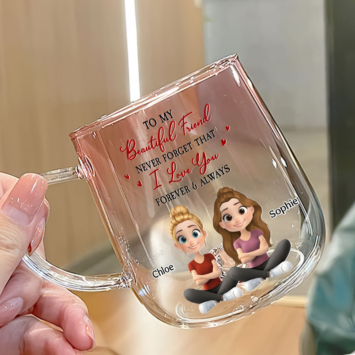 My Best Friends - Personalized Custom Pink Gradient Glass Mug