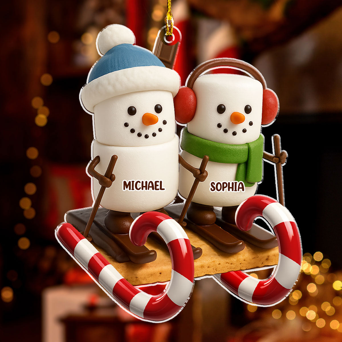 Smore Snowman Sled - Personalized Custom Acrylic Ornament