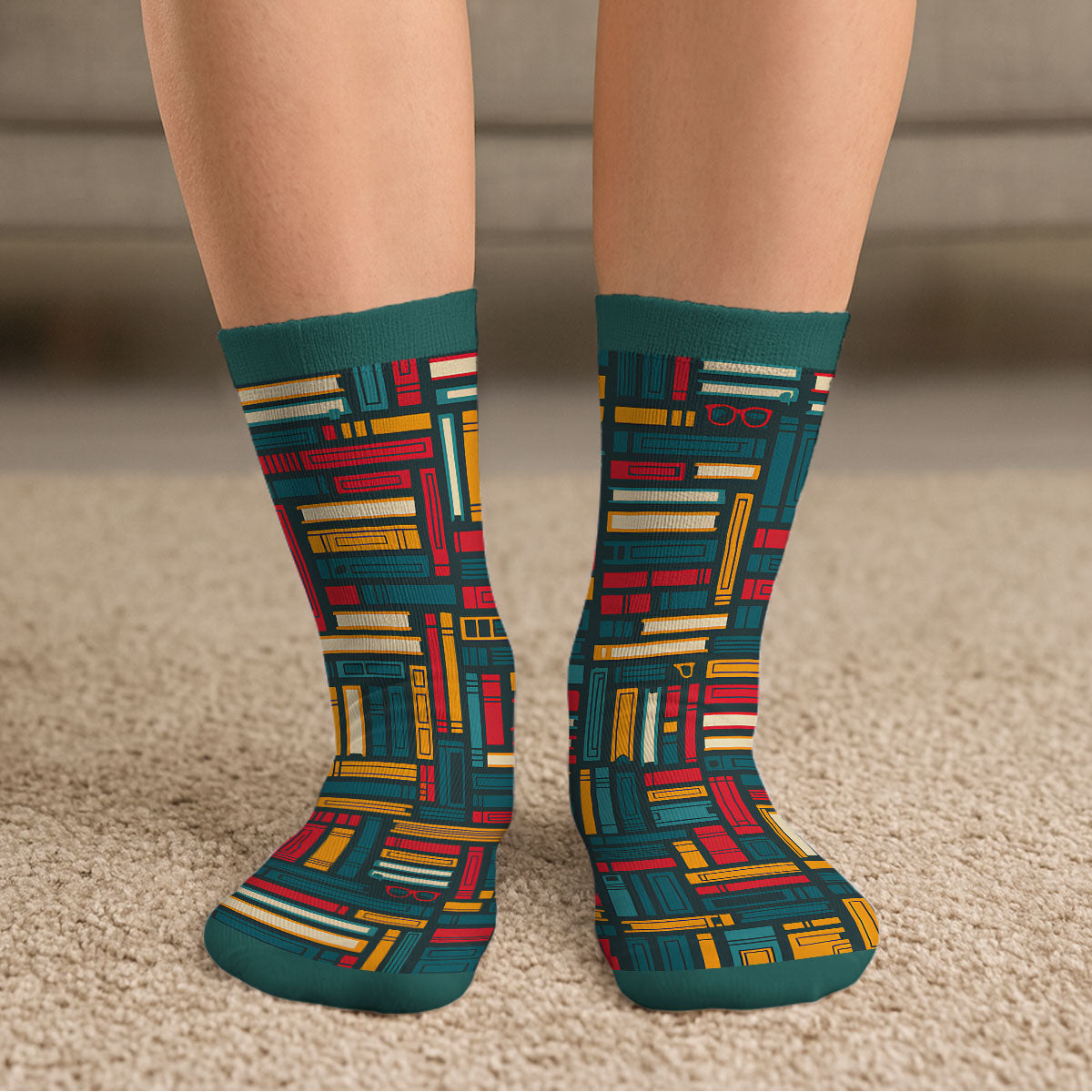 Love Books And Dog - Personalized Custom Crew Socks