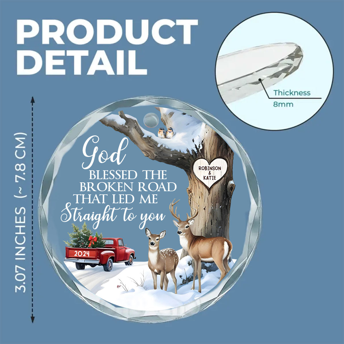 The Broken Road That Led Me Straight To You - Personalized Custom Glass Ornament