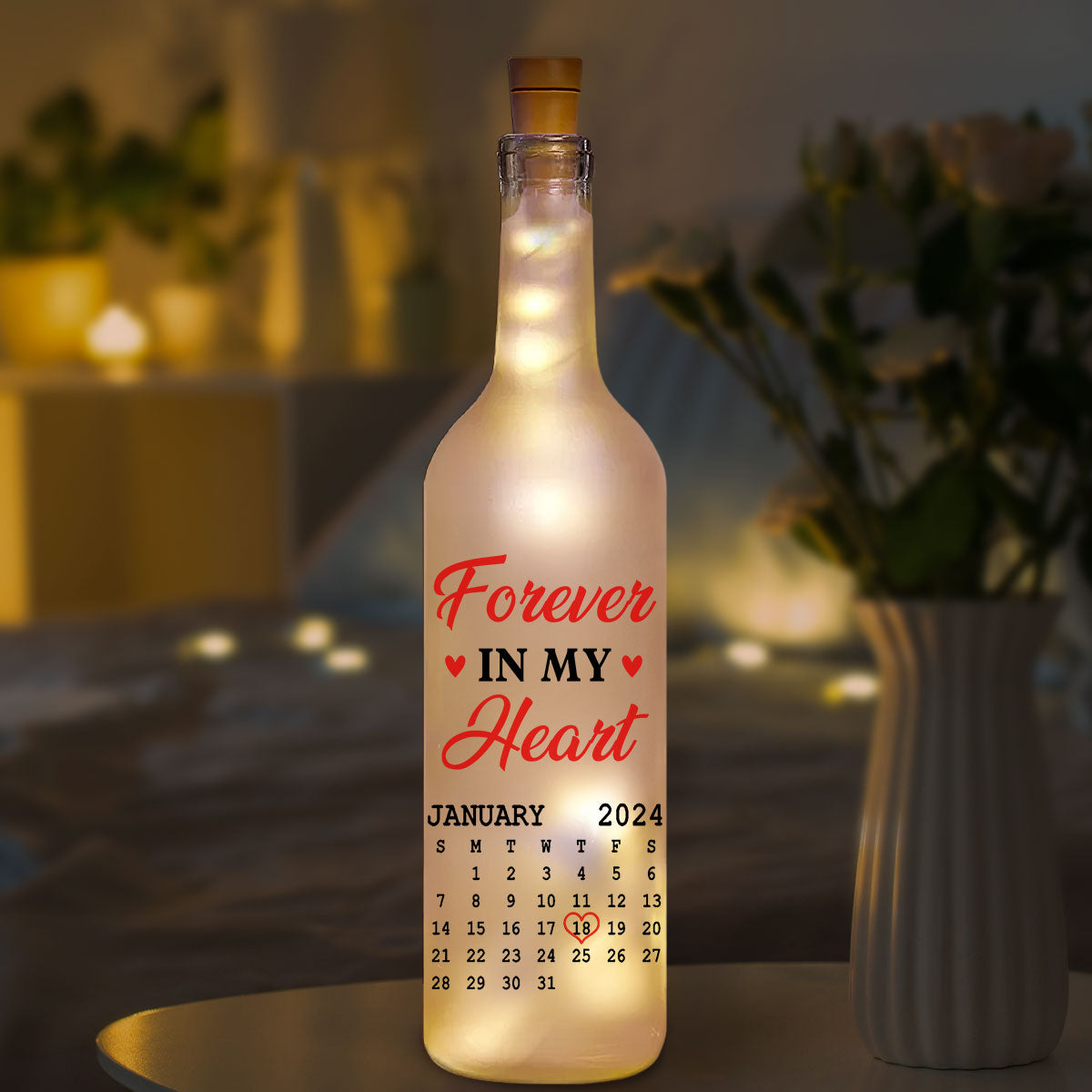 Forever In My Heart - Personalized Custom Bottle Lamp