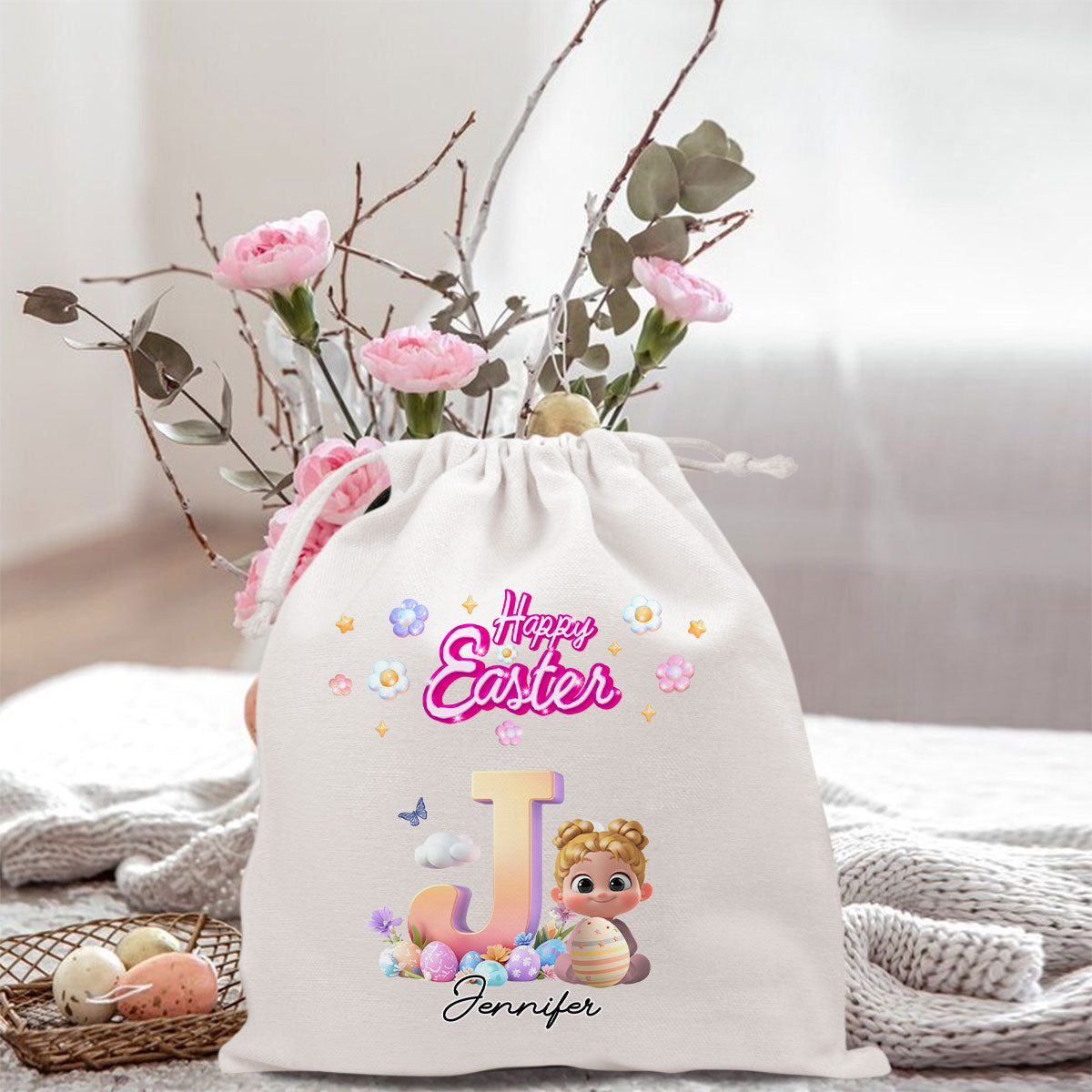 Easter Joy And Bunny Hugs - Personalized Custom Favor Bag