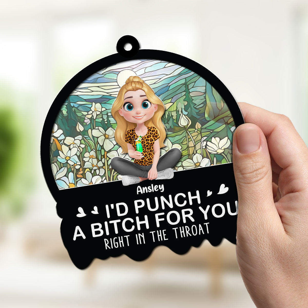 Right In The Throat Sisters Besties - Personalized Custom Suncatcher