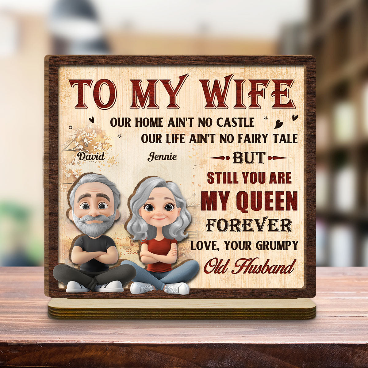 To My Queen - Personalized Custom 2-Layer Wood Plaque With Flat Base