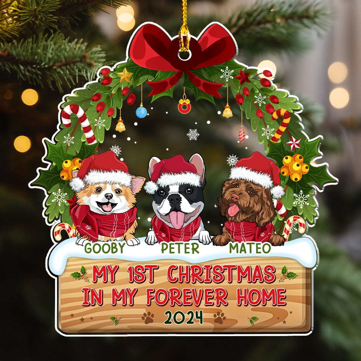 1st Christmas In Forever Home - Personalized Custom Acrylic Ornament