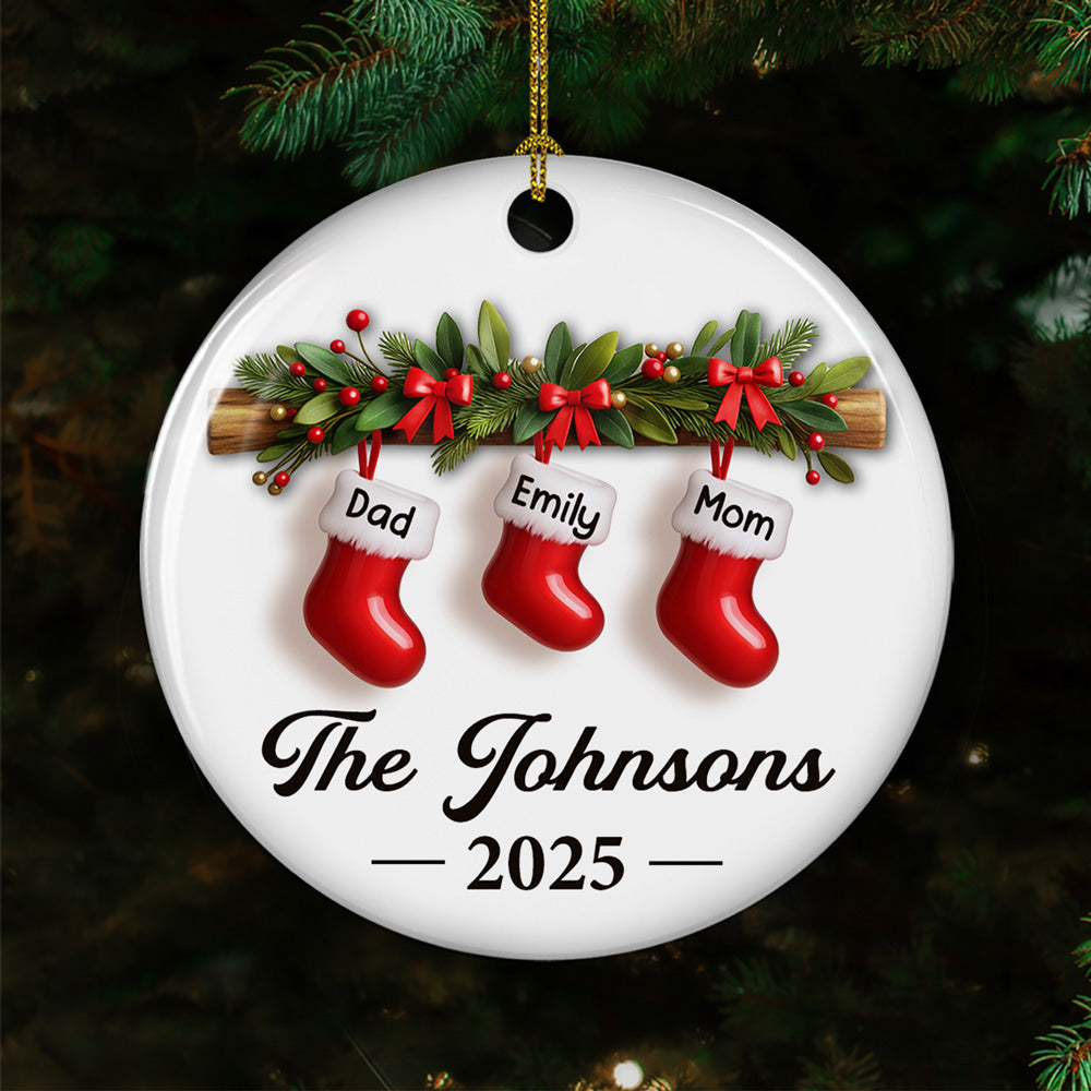 Family Christmas - Personalized Custom Ceramic Ornament