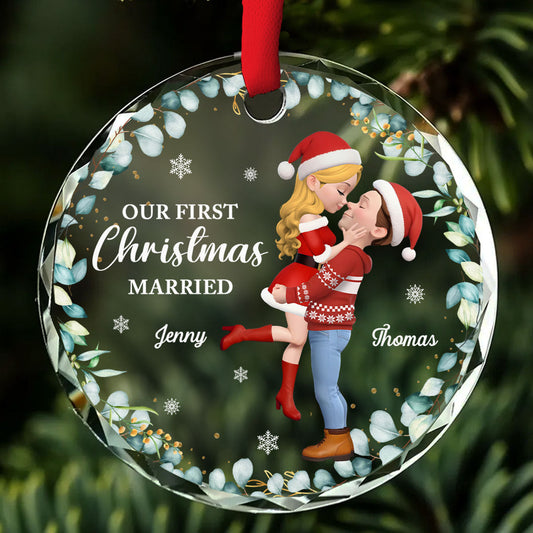 First Christmas Of Us - Personalized Custom Glass Ornament