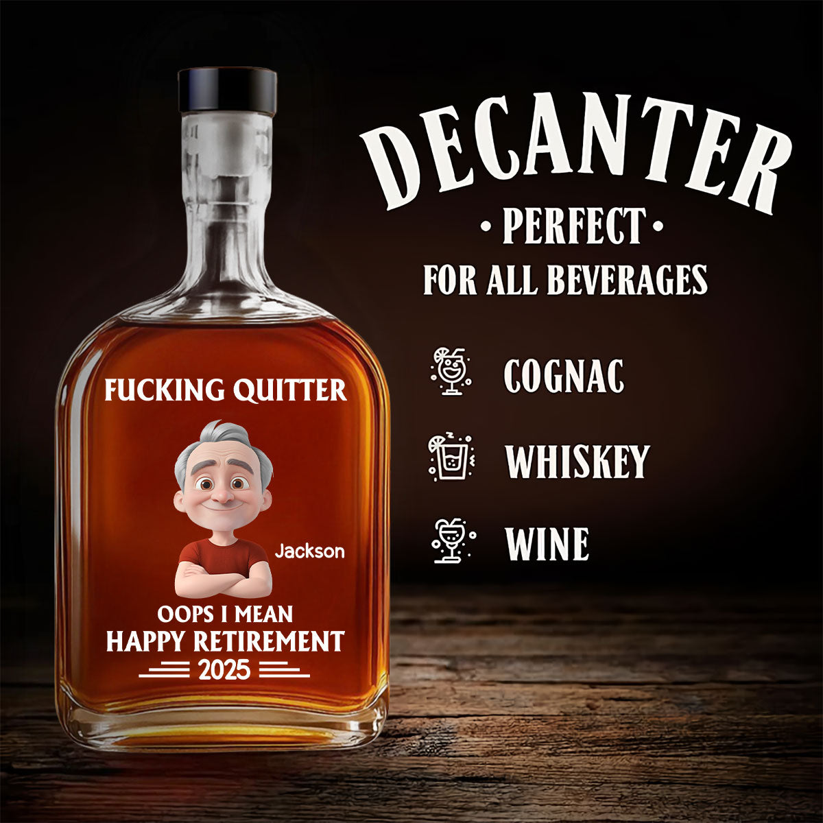 Happy Retirement - Personalized Custom Spirits Decanter