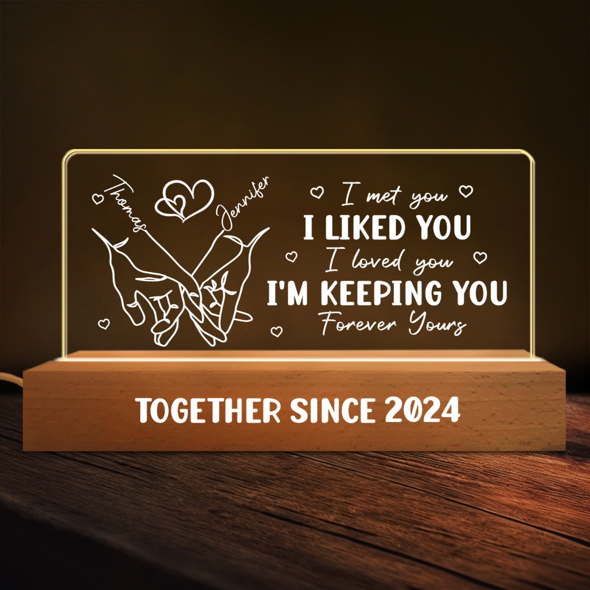 Forever Yours - Personalized Custom Acrylic 3D LED Night Light