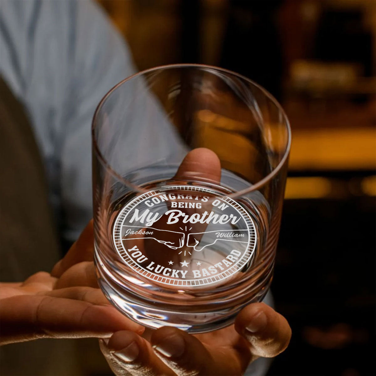 Congrats My Bro - Personalized Custom Engraved Whiskey Glass