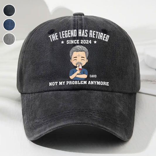 Lengend Has Retired - Personalized Custom Vintage Washed Denim Cap