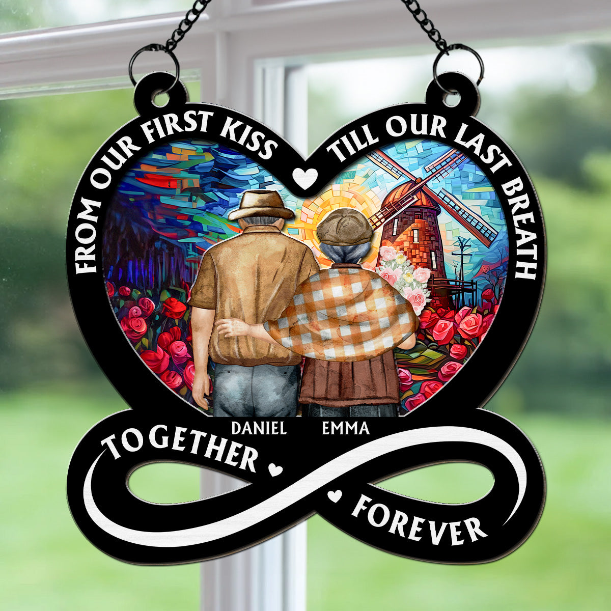 From Our First Kiss Till Our Last Breath Ver 2 - Personalized Custom Suncatcher