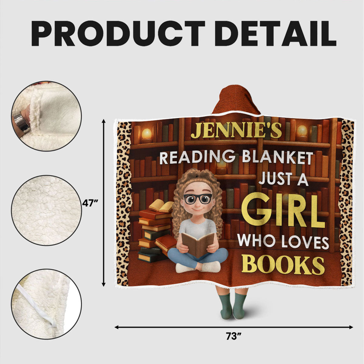 Just A Girl Who Loves Books - Personalized Custom Hooded Blanket