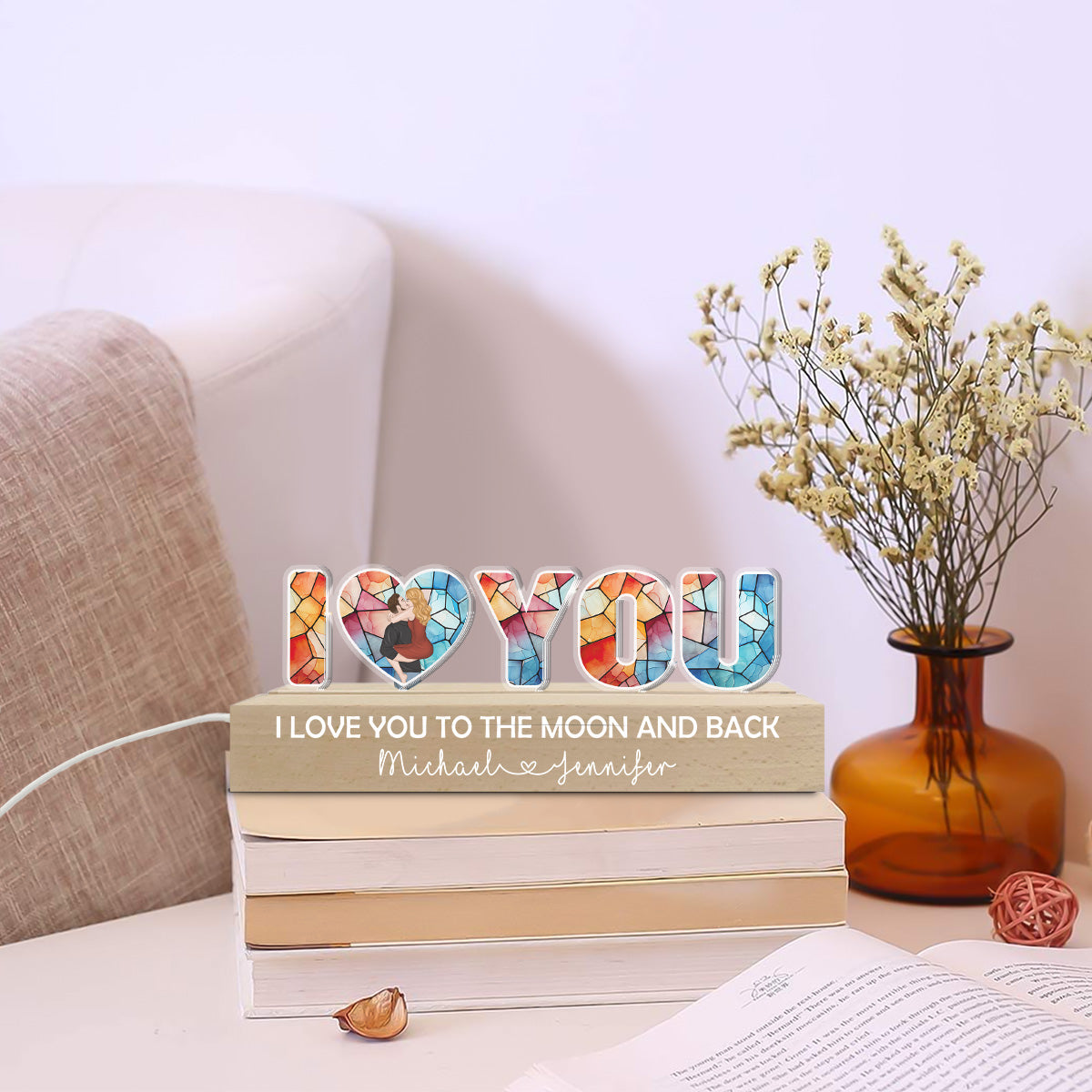 I Love You To The Moon And Back - Personalized Custom Acrylic 3D LED Night Light