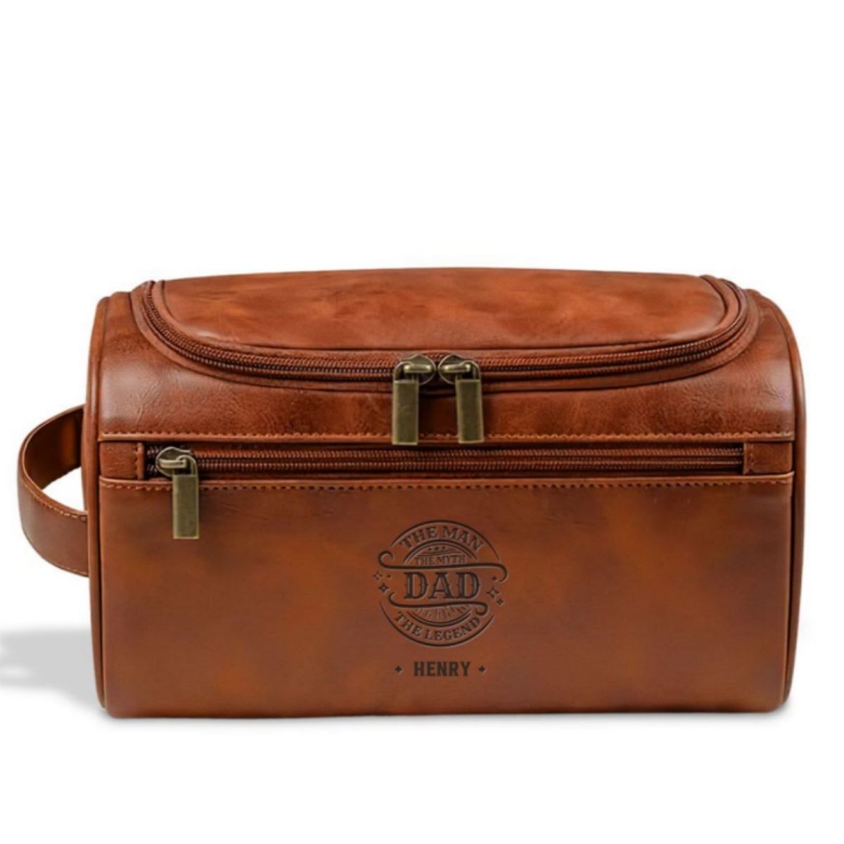 The Man The Myth The Legend - Personalized Custom Engraved Leather Toiletry Bag