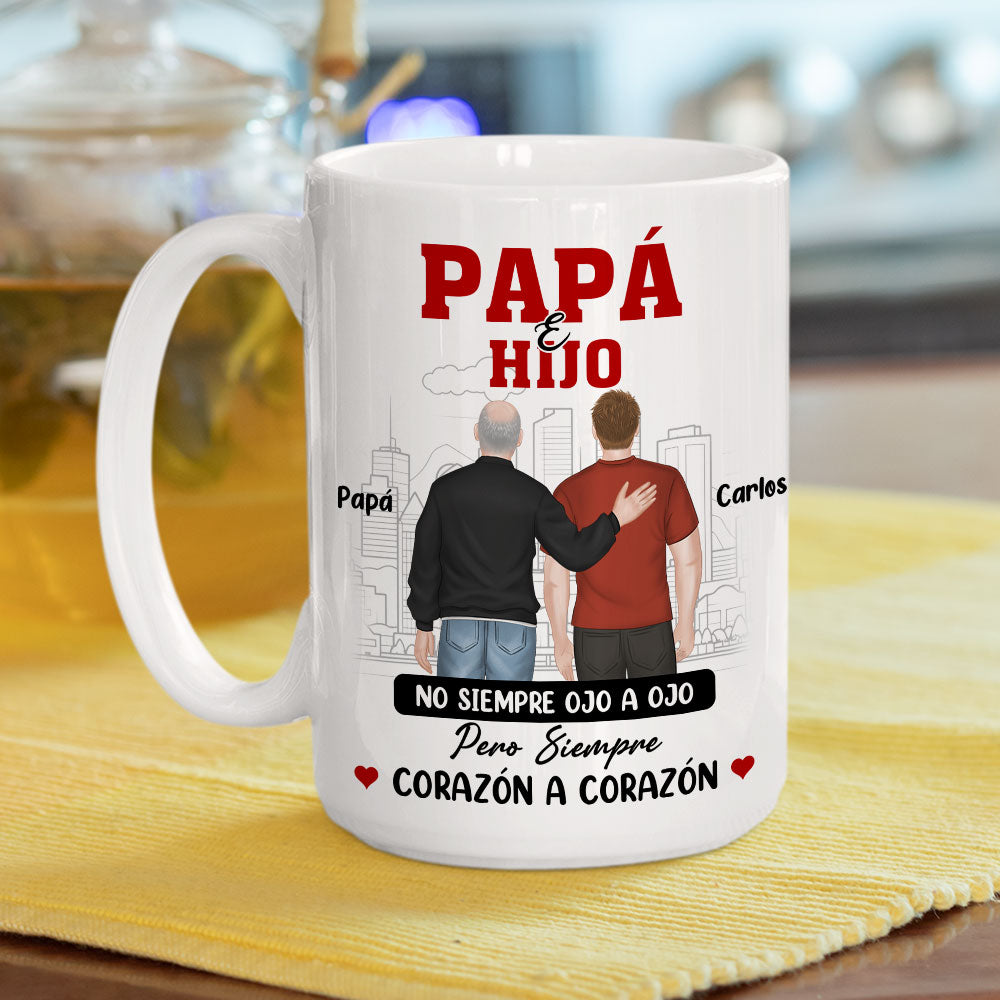 Padre E Hijo Corazón A Corazón - Taza Personalizada de Café