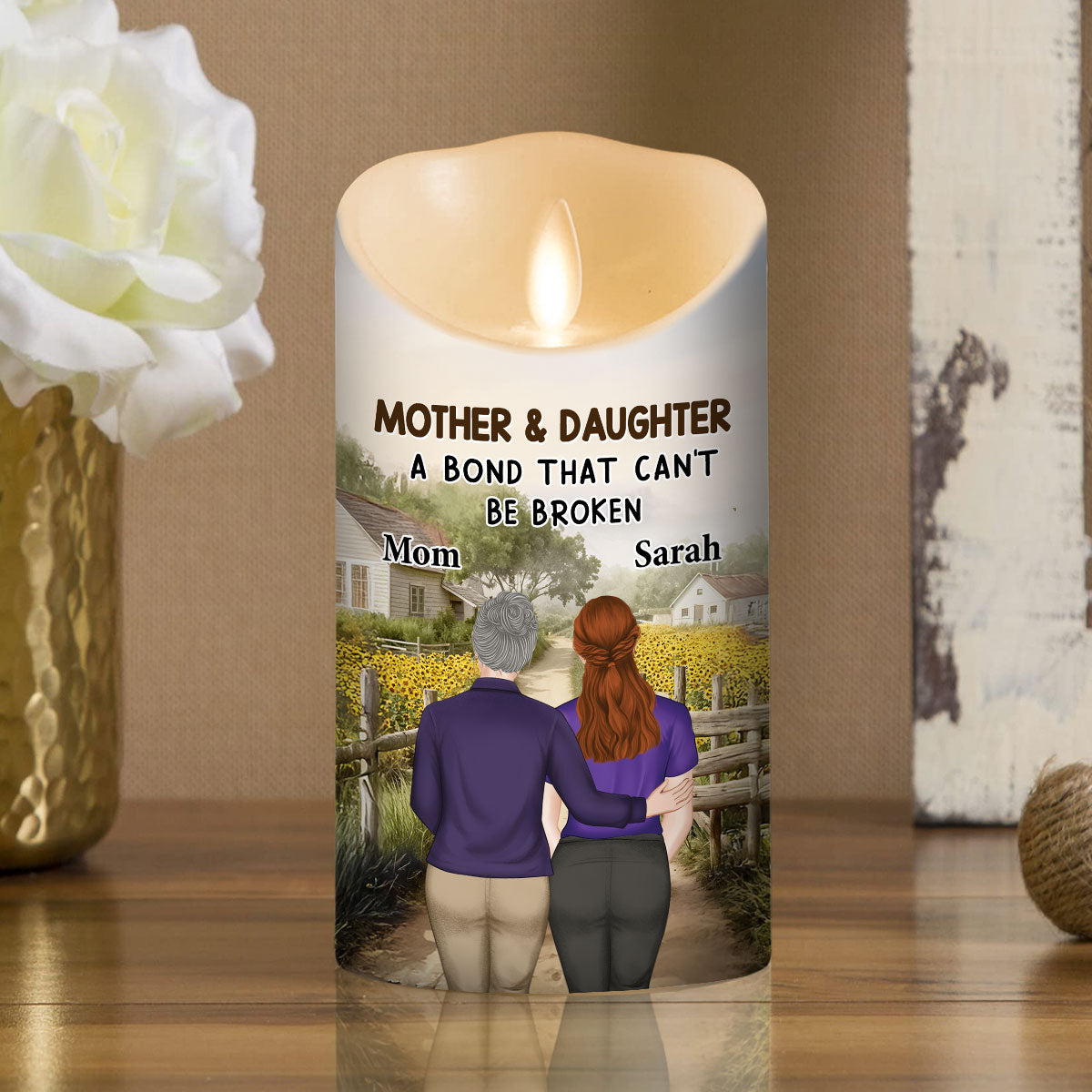 Mother And Daughter - Personalized Custom LED Candle