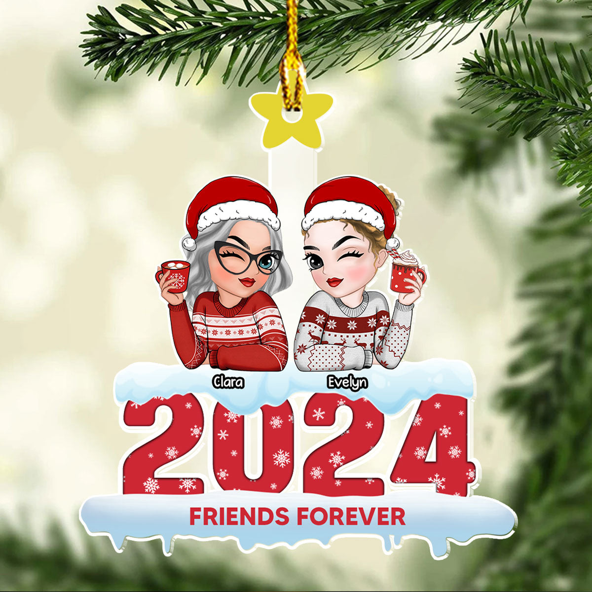 Sibling Forever - Personalized Custom Acrylic Ornament
