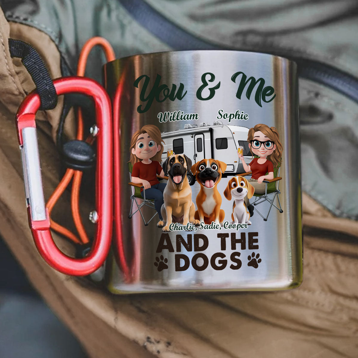 You & Me And The Dog - Personalized Custom Carabiner Mug