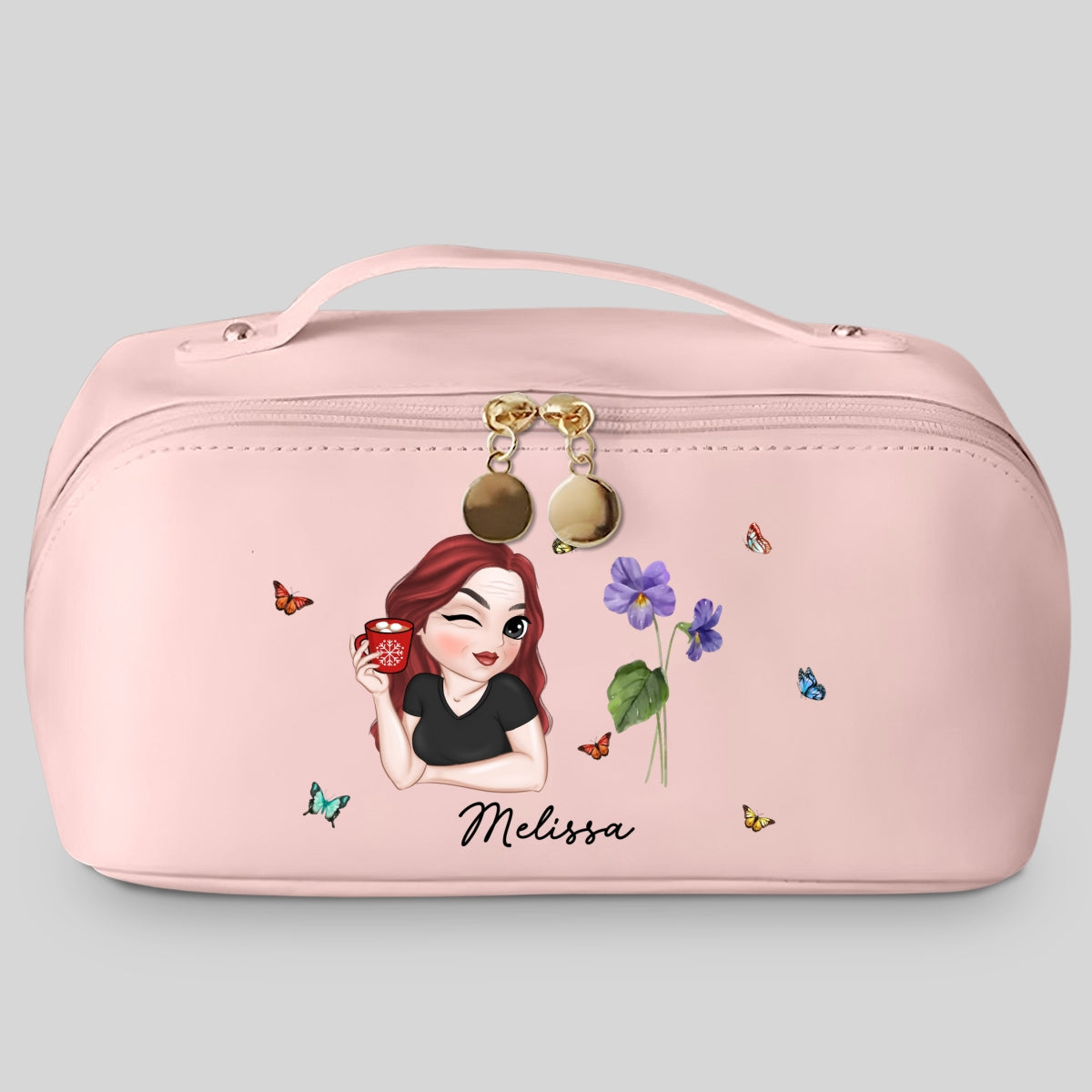 Beautiful Bestie - Personalized Custom Leather Makeup Bag