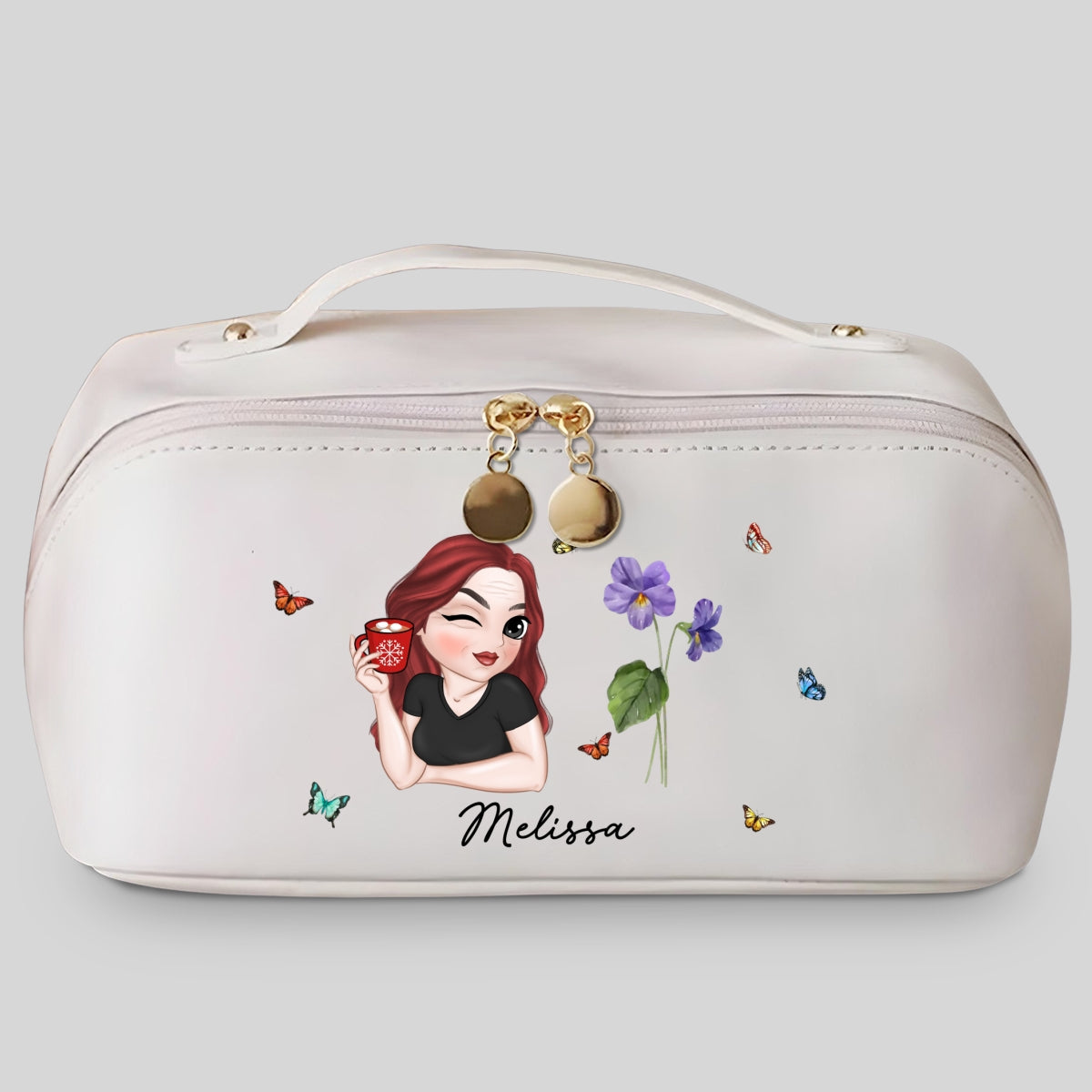 Beautiful Bestie - Personalized Custom Leather Makeup Bag